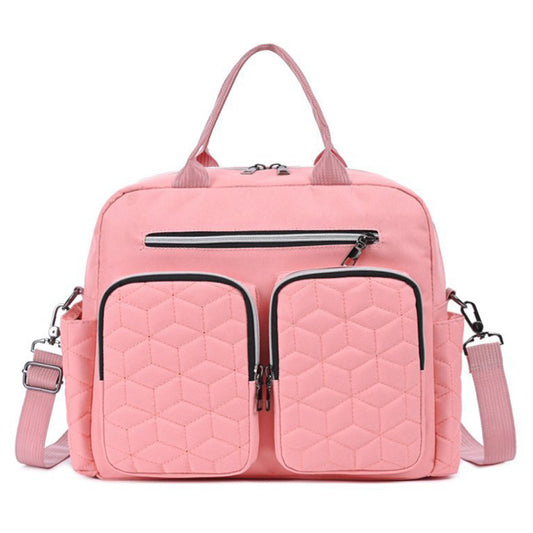 Large Mummy Bag Multi-Pocket Travel Nappy Tote Shoulder Bag Pink
