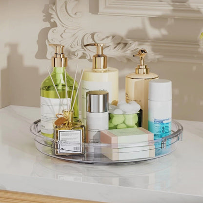 3PCS Set Rotating Lazy Susan Tray Clear Organizer for Kitchen Bathroom Vanity