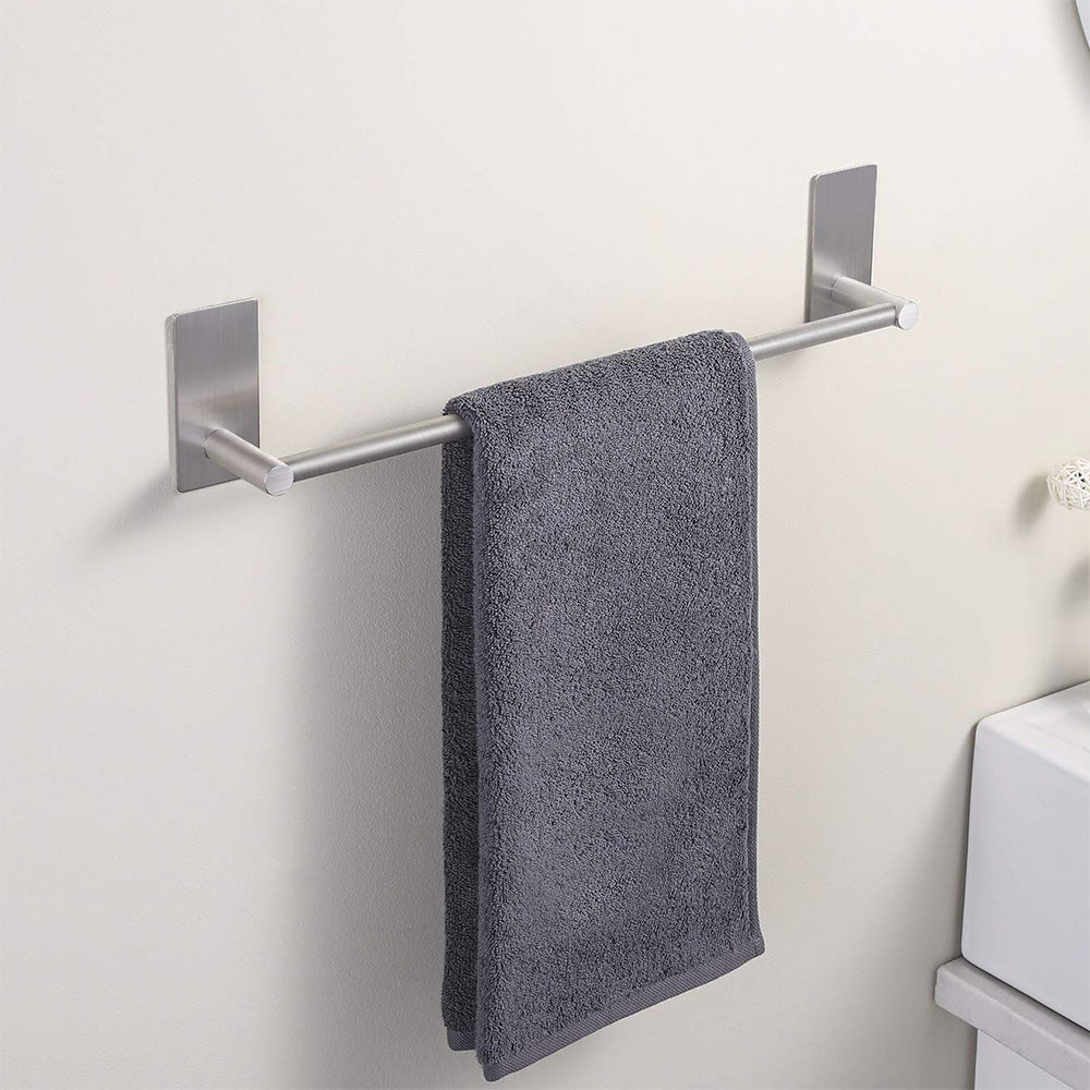 Stainless Steel Self-Adhesive Towel Rack for Bathroom No Drilling Required-Silver