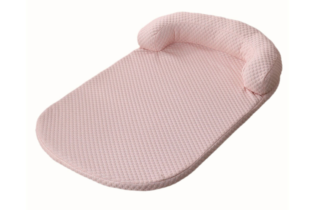 Pet Cooling Mat Memory Foam Cooling Fabric Dog Crate Bed with Pillow-Pink