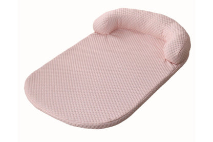 Pet Cooling Mat Memory Foam Cooling Fabric Dog Crate Bed with Pillow-Pink