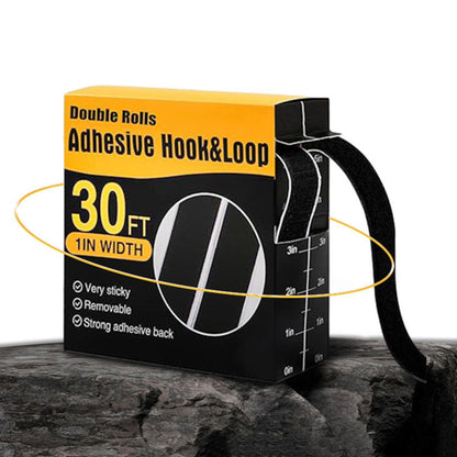 30Ft Hook and Loop Strips with Adhesive 2 Rolls Heavy Duty Hook Loop Tape -Black