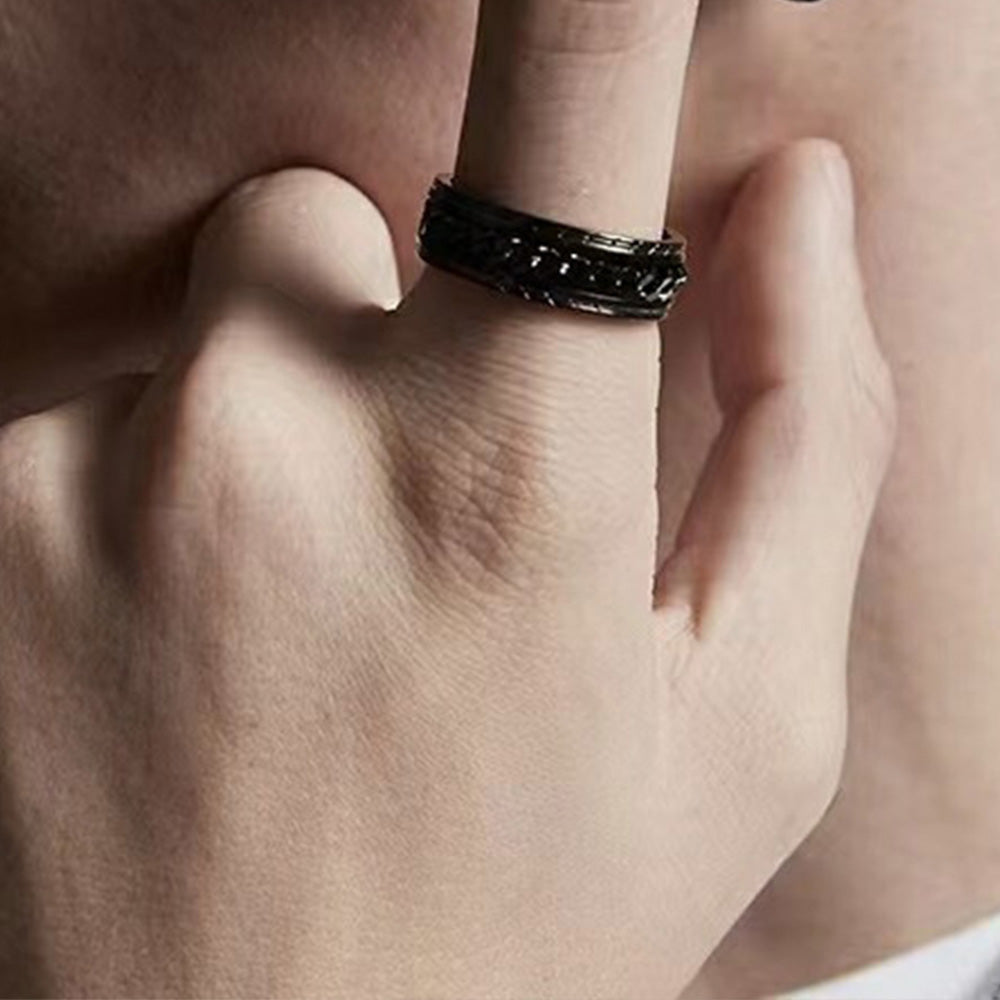 Fidget Spinner Ring for Anxiety Relief Stainless Steel for Adults & Teens Black