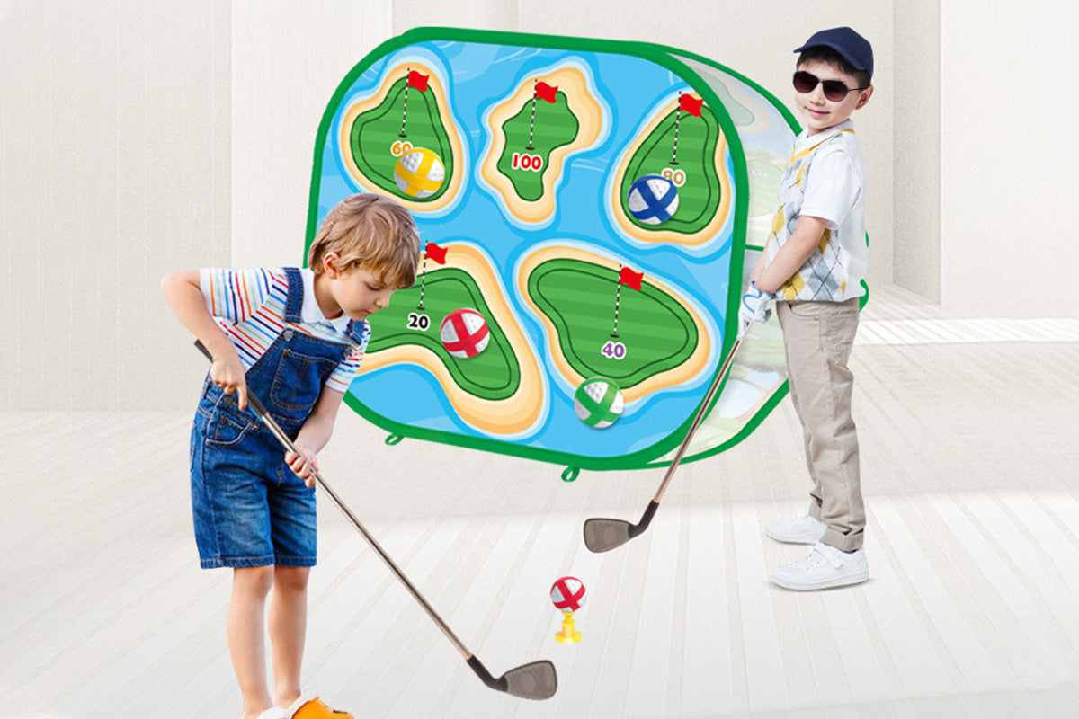 4 In 1 Sticky Golf Games Set With Multiple Game Modes 3-Sided Golf Chipping Net Golf Practice