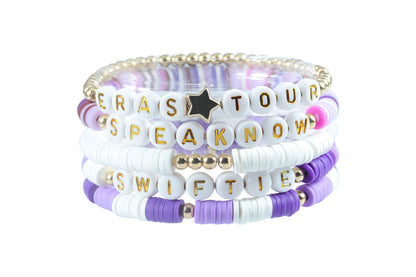 2Pcs Bracelets Set Mid Friendship Inspired Jewelry Gifts For Girls Concert Fans Bracelet-Blue And Purple