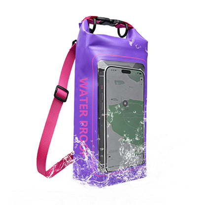 Water Resistant Dry Bag Roll Top Crossbody Shoulder Bag with Phone Pouch Purple