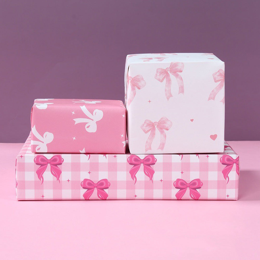 6 Sheet 70x50cm Coquette Bow Pattern Gift Wrapping Paper Set