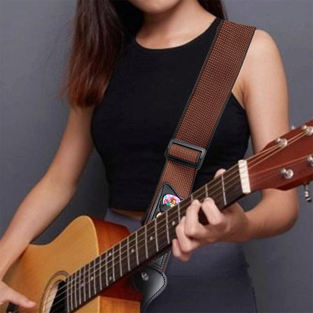 Guitar Strap for Acoustic Classic Electric and Bass Guitars -Brown
