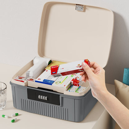 4-Digit Combination Lock Box Lockable Safe Storage Case Gray