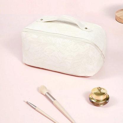 Travel Makeup Bags Wide Open Cosmetic Organizer Bag Toiletry Bag White