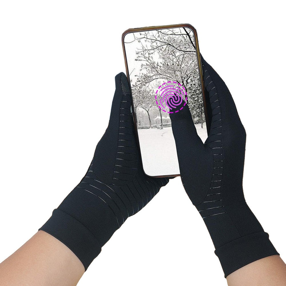 Full Finger Copper Arthritis Compression Gloves with Touchscreen Tips for Tendonitis