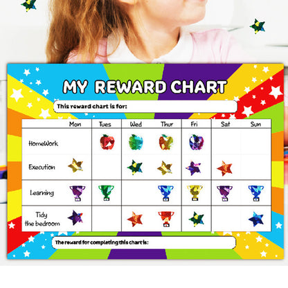 4 Piece Star Reward Chart with 3 Glitter Sticker Sheets Set