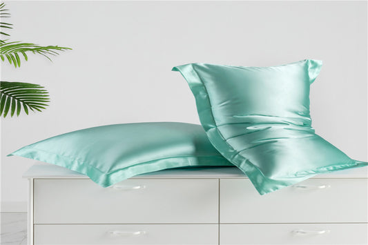 1 Pair Satin Pillowcase Standard Set for Hair and Skin-Light Blue