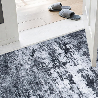 Nordic Crystal Velvet Rug Soft Non Slip for Bedroom Living Room Bedside Floor-Black