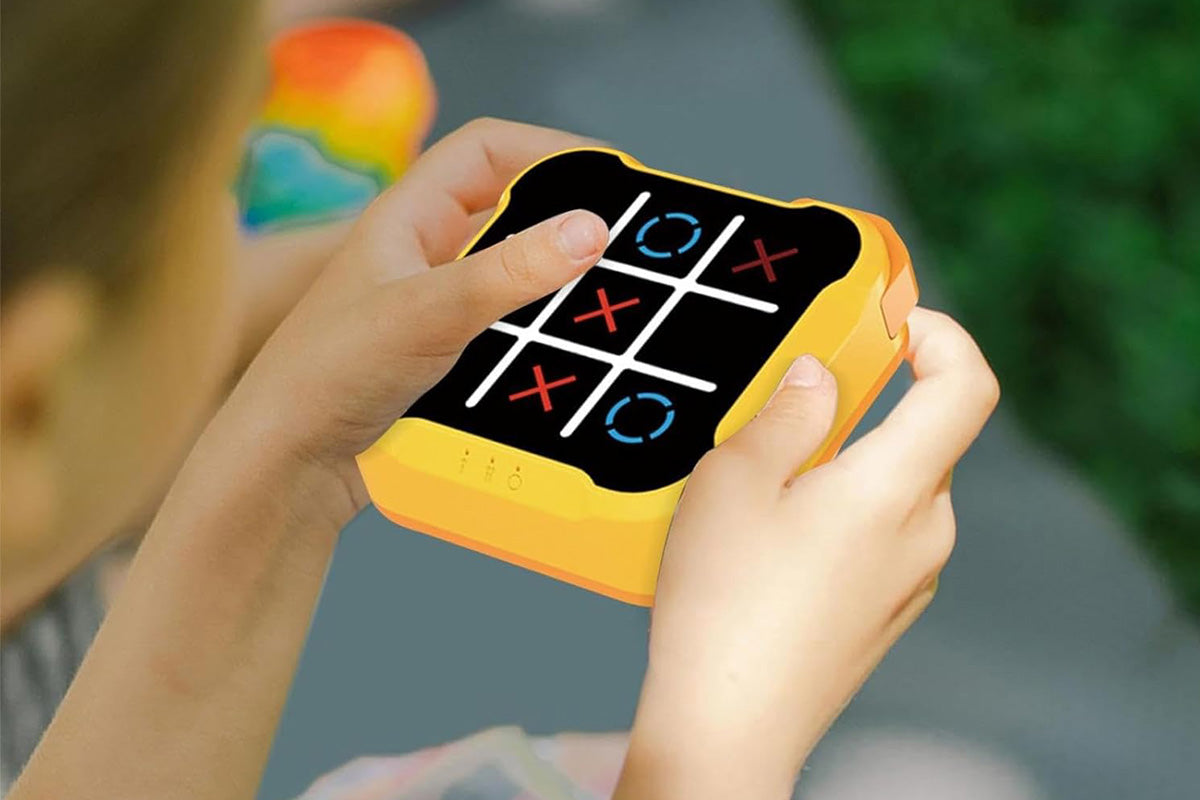 Electronic Tic-Tac Toe Game Handheld Puzzle Game Console for Kids-Yellow