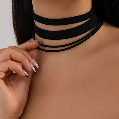 3PCS Black Layered Necklace Set for Women Adjustable Fashion Jewelry Gift