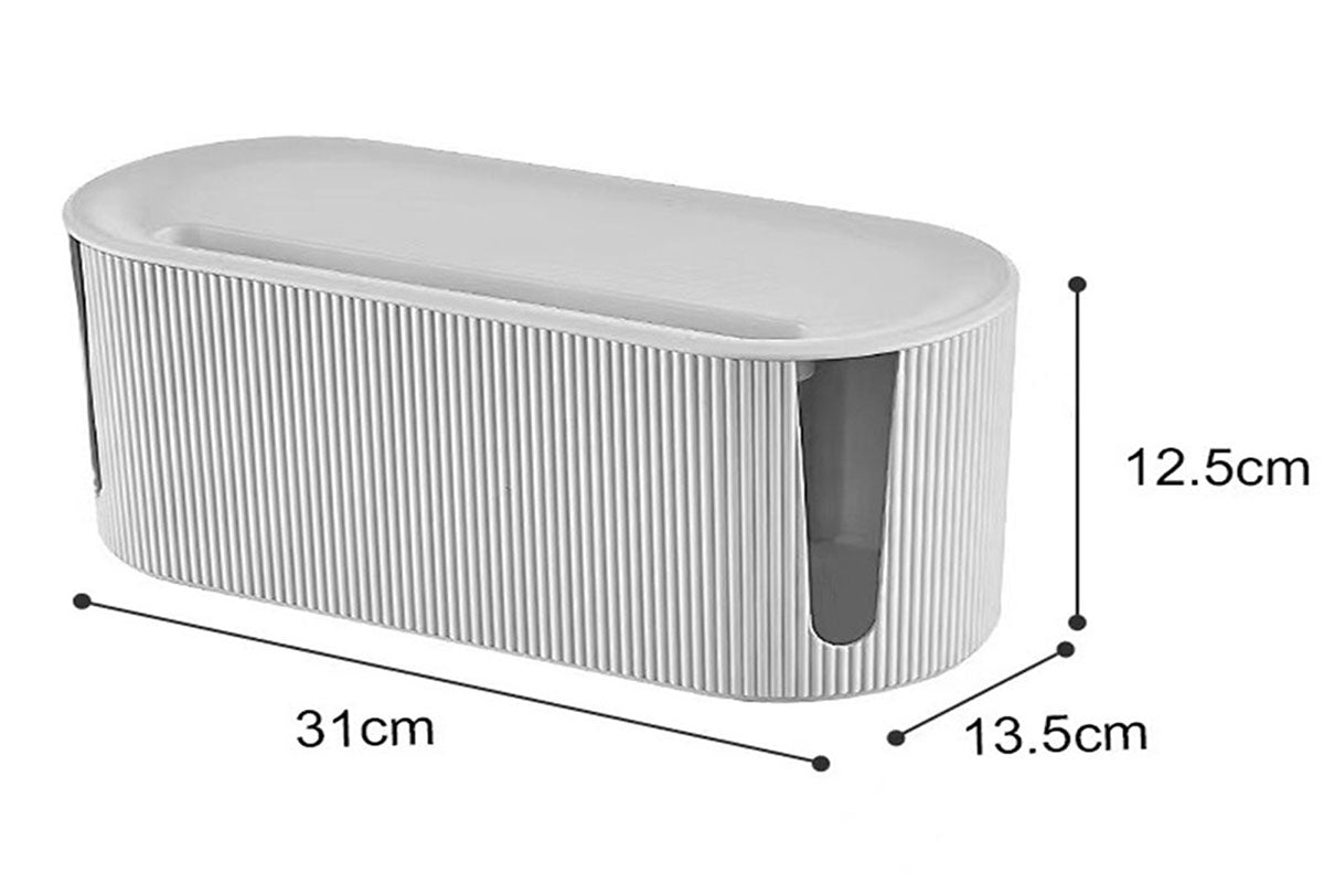 2Pcs Cable Storage Box Wire Management Case Power Plug Socket Organizer Box-White