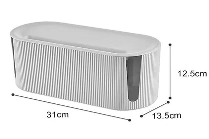 2Pcs Cable Storage Box Wire Management Case Power Plug Socket Organizer Box-White