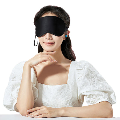 Soft Curved Sleep Eye Masks with Adjustable Strap Sleep Masks with Soft Foam Ear Plugs -Black