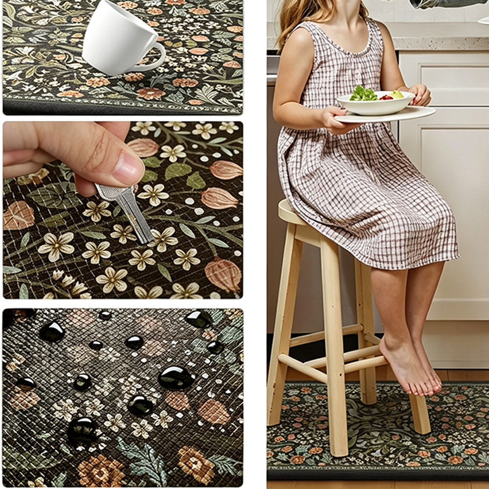 2 Piece Diatomite Kitchen Floor Mat Set - Olive