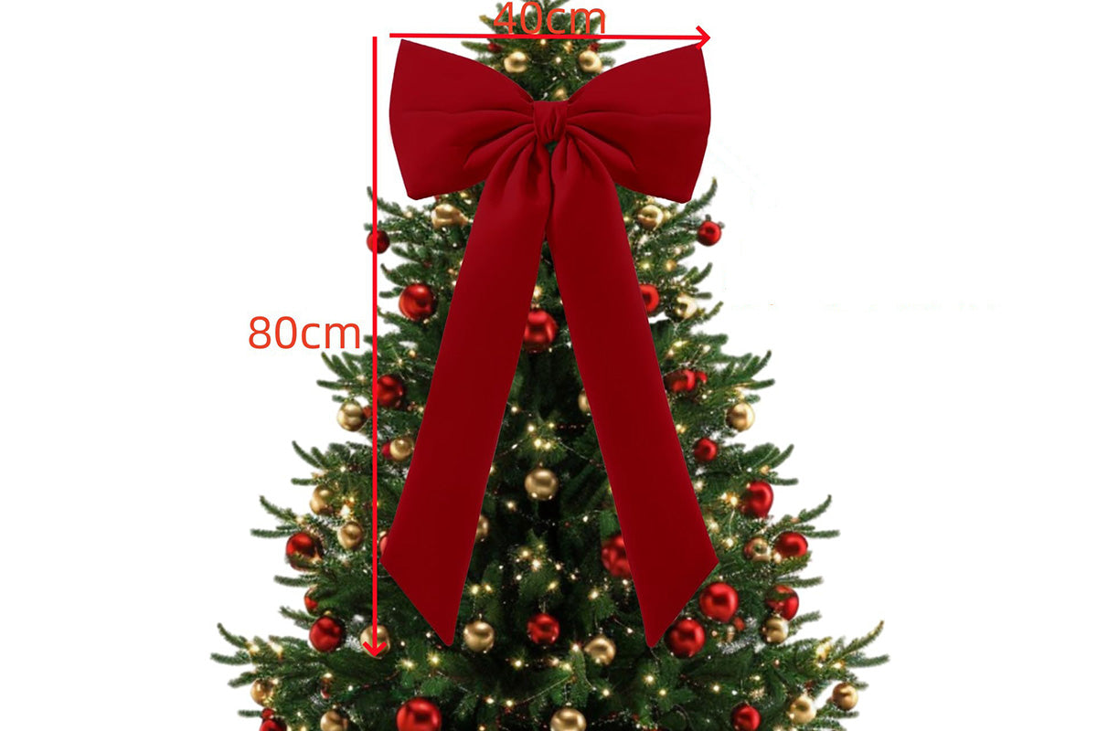 Large Christmas Bow Decoration Velvet Hanging Ornament for Tree Wall Door Decor