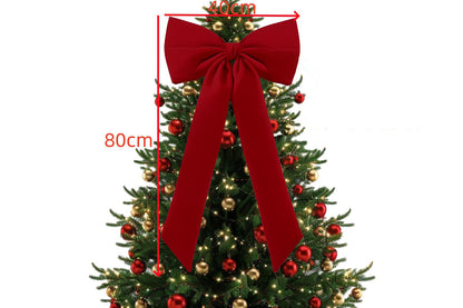 Large Christmas Bow Decoration Velvet Hanging Ornament for Tree Wall Door Decor