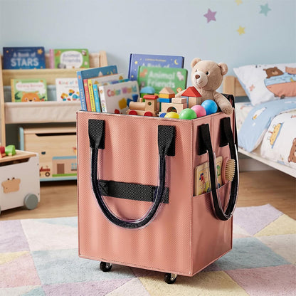 Reusable Grocery Bag Foldable Rolling Shopping Tote Bag - Rose Gold