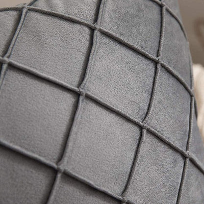 Velvet Rhombus Pleated Cushion Cover for Sofa Bedroom and Window Seat - Grey