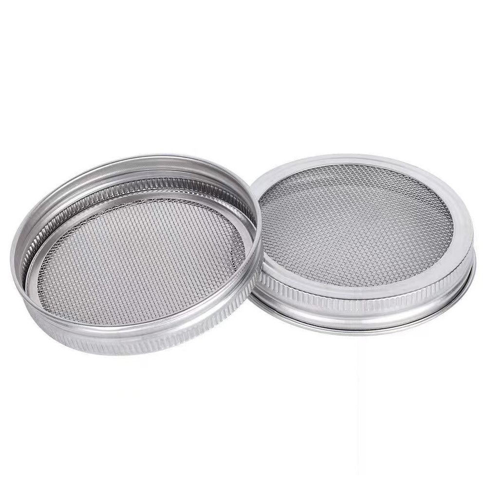 2Pcs Stainless Steel Sprouting Lid with Mesh Filter for 32 oz Wide Mouth Mason Jars