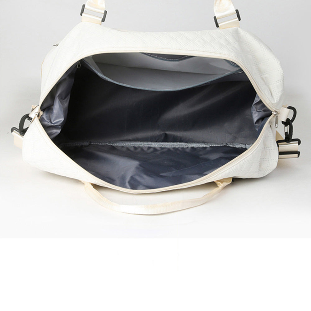 2Pcs Travel Duffle Bag Weekender Bags for Women with Shoe Compartment Hospital Bags-White