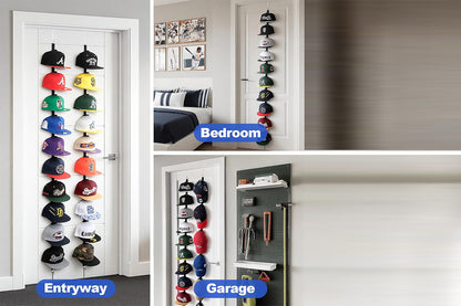 Hat Rack Baseball Hat Organizer for Bedroom Entrance or Garage Doors