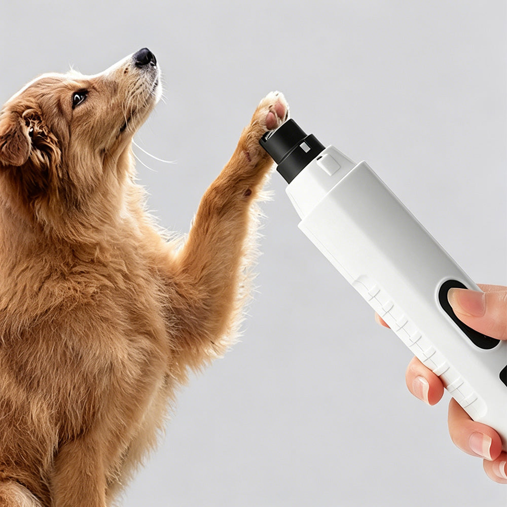 Electric Pet Nail Grinder for Dogs Cats with 5 Speeds LED Light -White