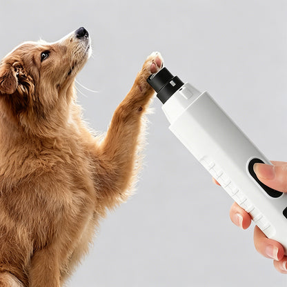 Electric Pet Nail Grinder for Dogs Cats with 5 Speeds LED Light -White
