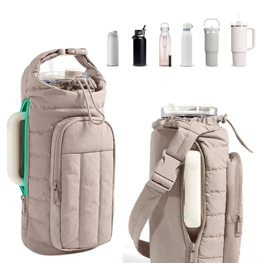 Water Bottle Holder Bag with Strap Crossbody Bag Gym Accessories-Camel