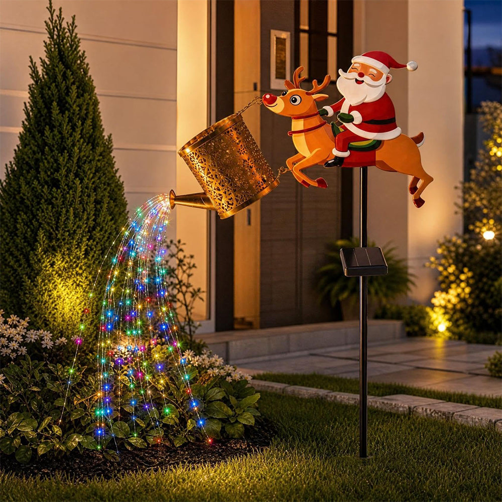 3D Solar Reindeer Watering Can LED Christmas Garden Stake Light