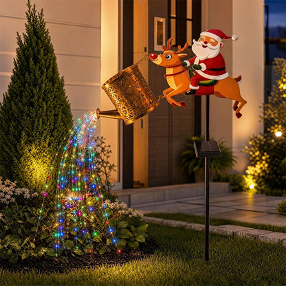 3D Solar Reindeer Watering Can LED Christmas Garden Stake Light