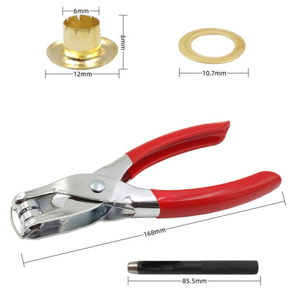 402 Pcs Eyelet Pliers Set Hand Press Punch Tool with 400 Metal Eyelets 6mm for Leather Craft