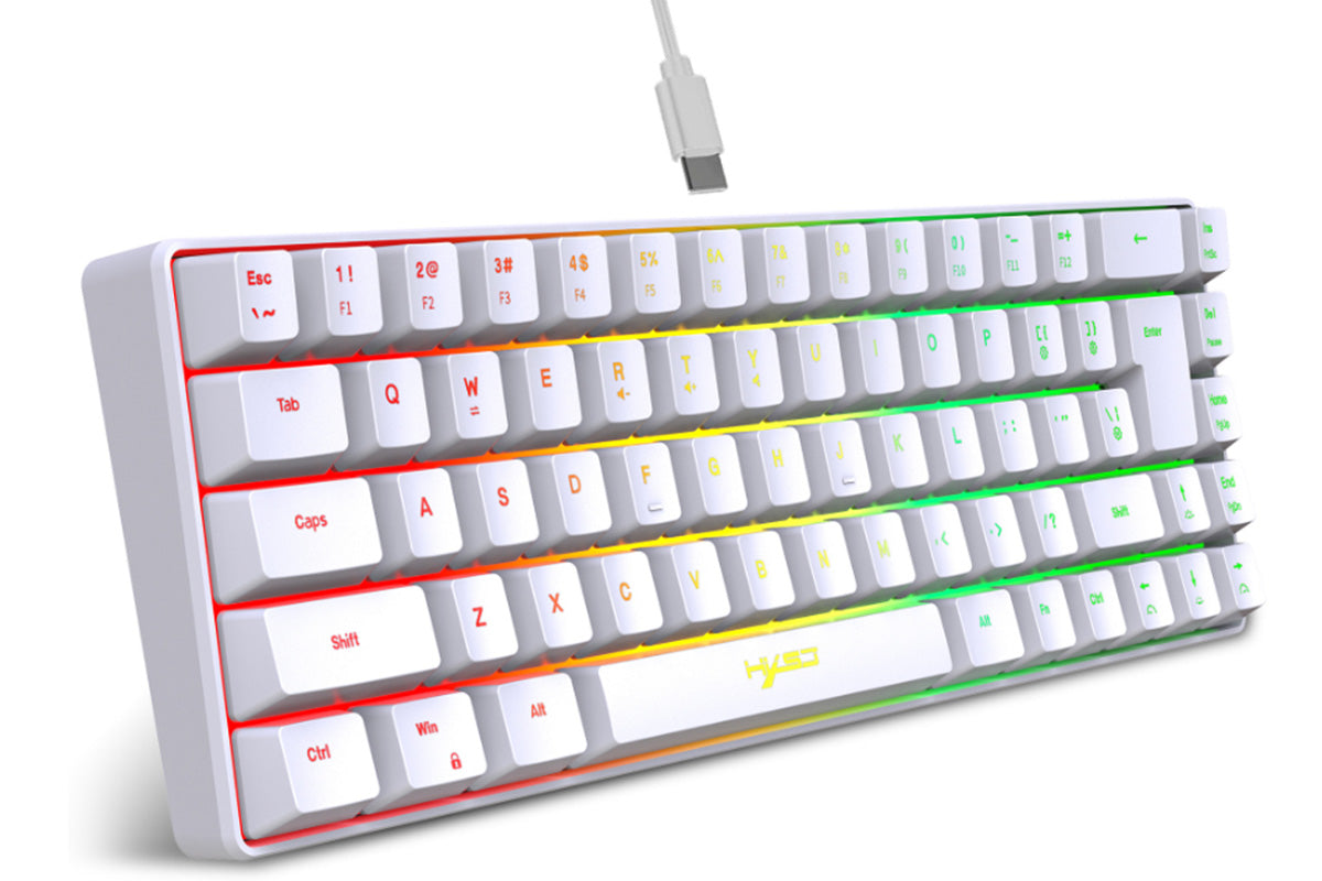 Mini Gaming Keyboard and Mouse Combo Wired K68 RGB Streamer Mini Gaming Keyboard Membrane Keyboard-White