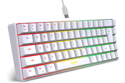 Mini Gaming Keyboard and Mouse Combo Wired K68 RGB Streamer Mini Gaming Keyboard Membrane Keyboard-White