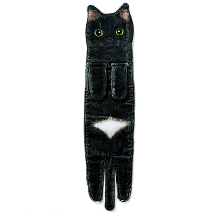 Cute Cat Quick-Dry Hanging Hand Towels Decorative for Bathroom Kitchen-Black