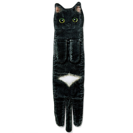 Cute Cat Quick-Dry Hanging Hand Towels Decorative for Bathroom Kitchen-Black