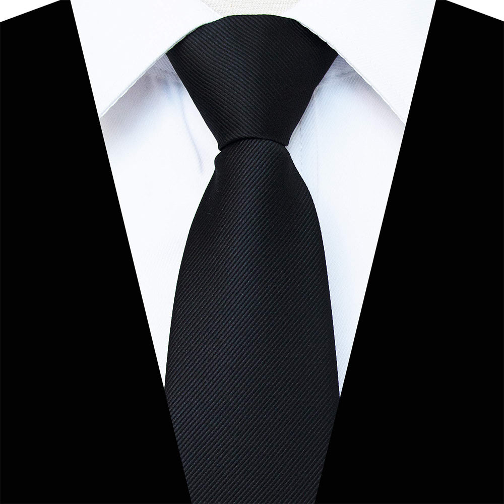 Pre-Tied Zip Necktie 8 cm for Wedding Business Formal Wear - Black