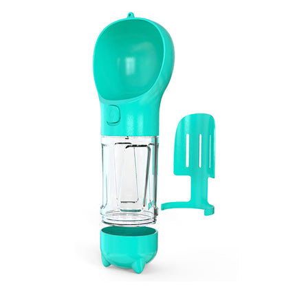 4 in 1 Pet Feeder Dog Cat Puppy Water Bottle Cup with Poop Bag Holder for Yorkie-Blue