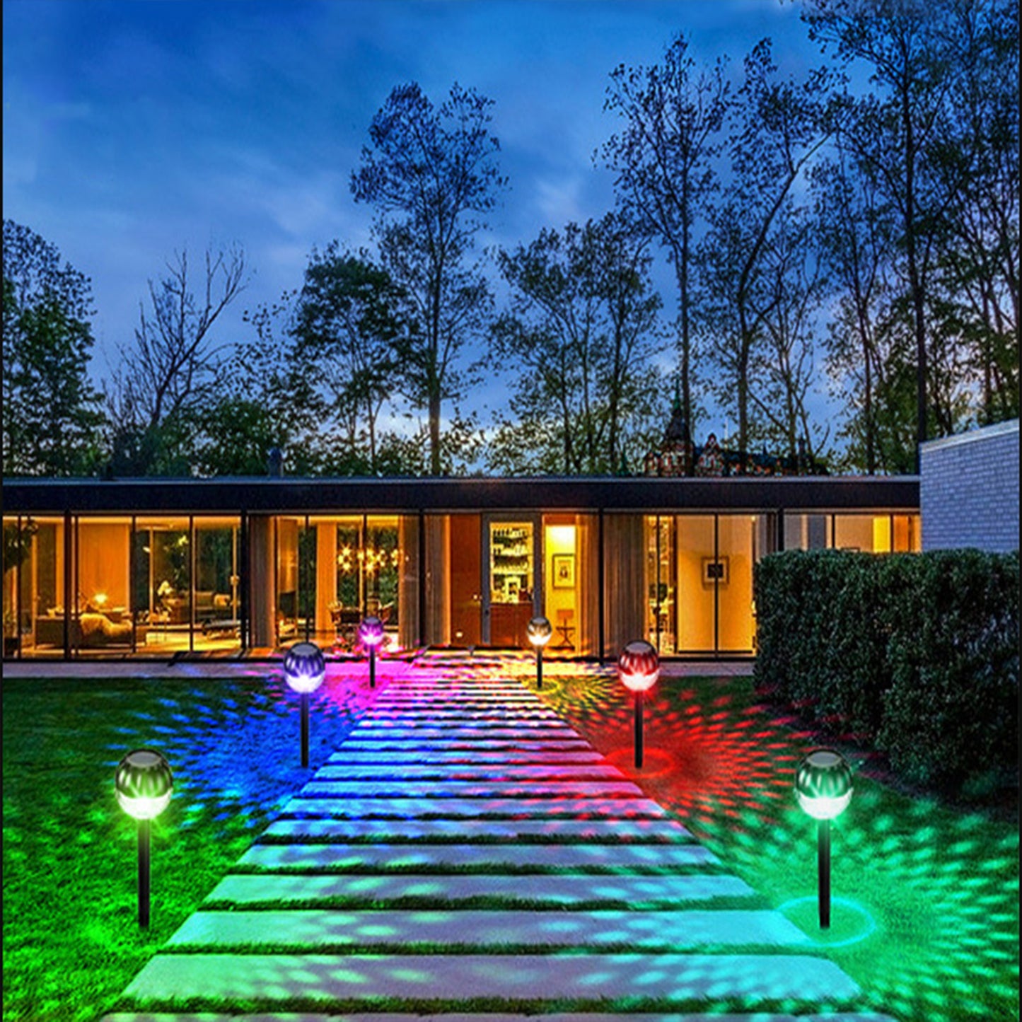 2Pcs 9LEDs Solar Garden Lights Outdoor Stake Lamp IP65 Waterproof Stand Lamp-Flashing Yellow