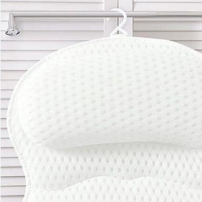 Bath Neck and Head Rest Pillow with Suction Cups-White