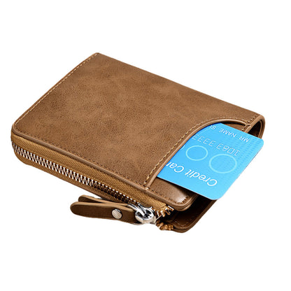 RFID Shielding PU Wallet Anti-theft Cash Credit Card Holder ID Purse Khaki