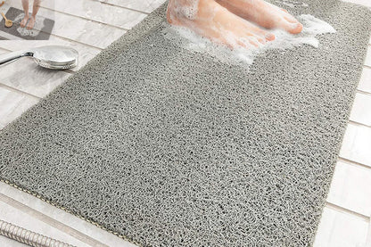Anti-Slip Loofah Bathroom Mats Quick Drying Bath Tub Mat With Drain-Grey