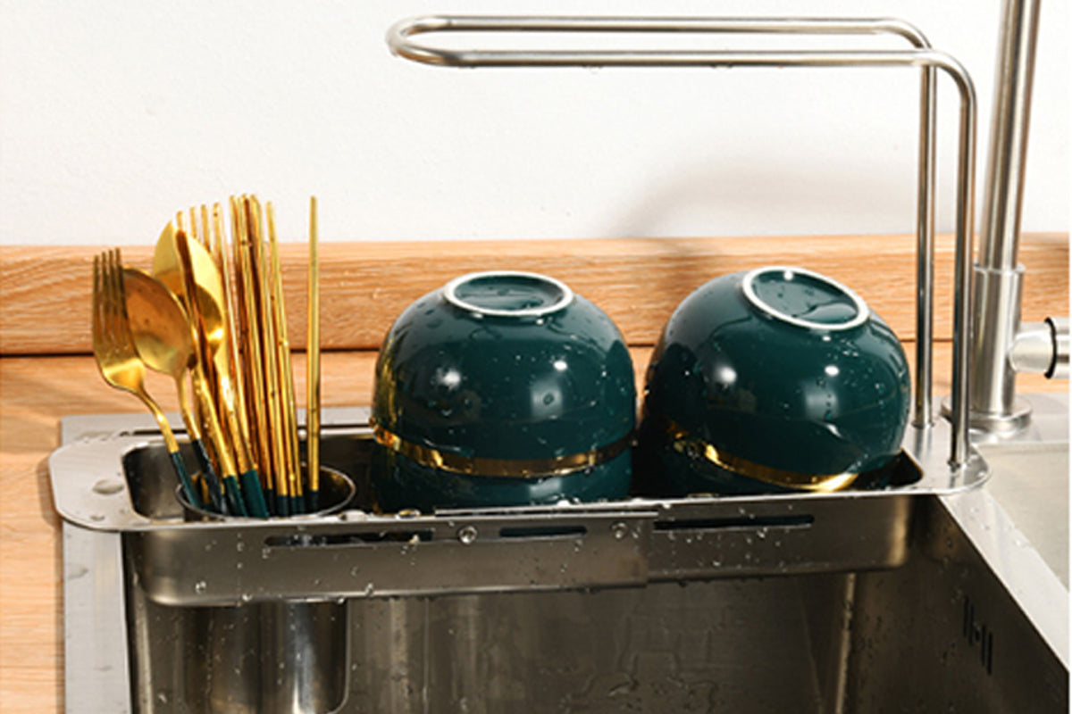 Stainless Steel Storage Rack Holder Expandable Sink Caddy Organizer