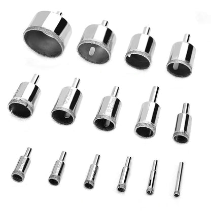 15 PCS Drill Bit Set for Glass Tile  Precision Hole Saws 0.6-0.05cm