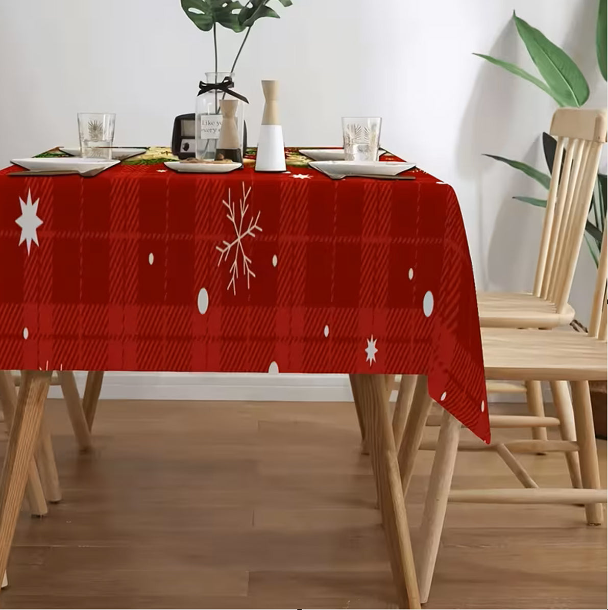 Christmas Plaid Tablecloth Red Christmas Decoration Table Cover
